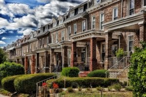 freehold townhomes alongside each other